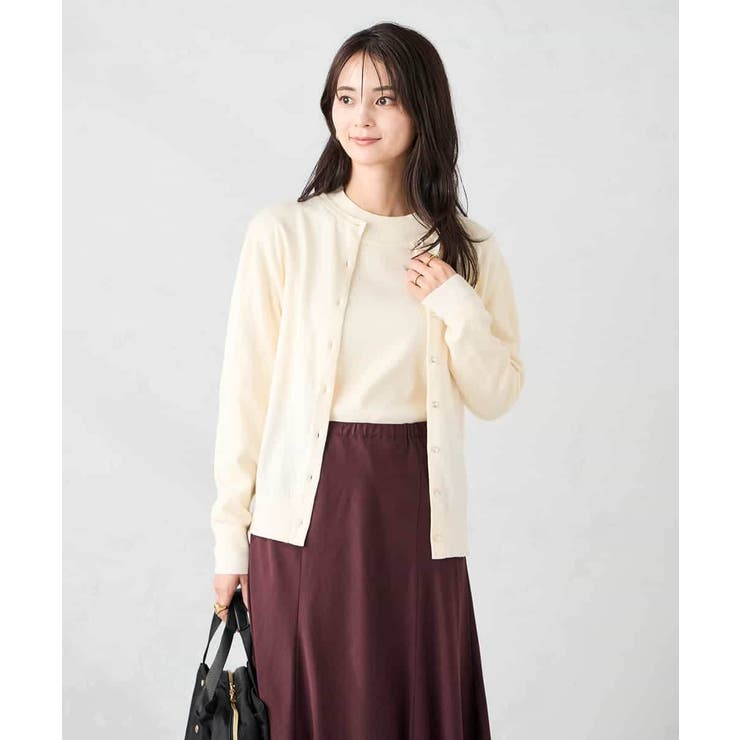 アイボリー | 【洗える】クルーネック美ラクるカーディガン | a.v.v【WOMEN】