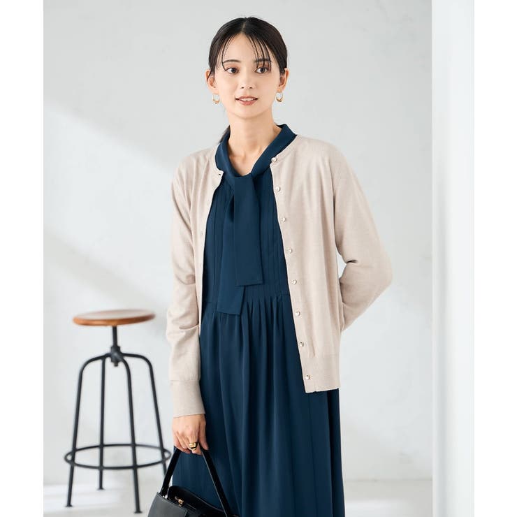 グレージュ | 【洗える】クルーネック美ラクるカーディガン | a.v.v【WOMEN】