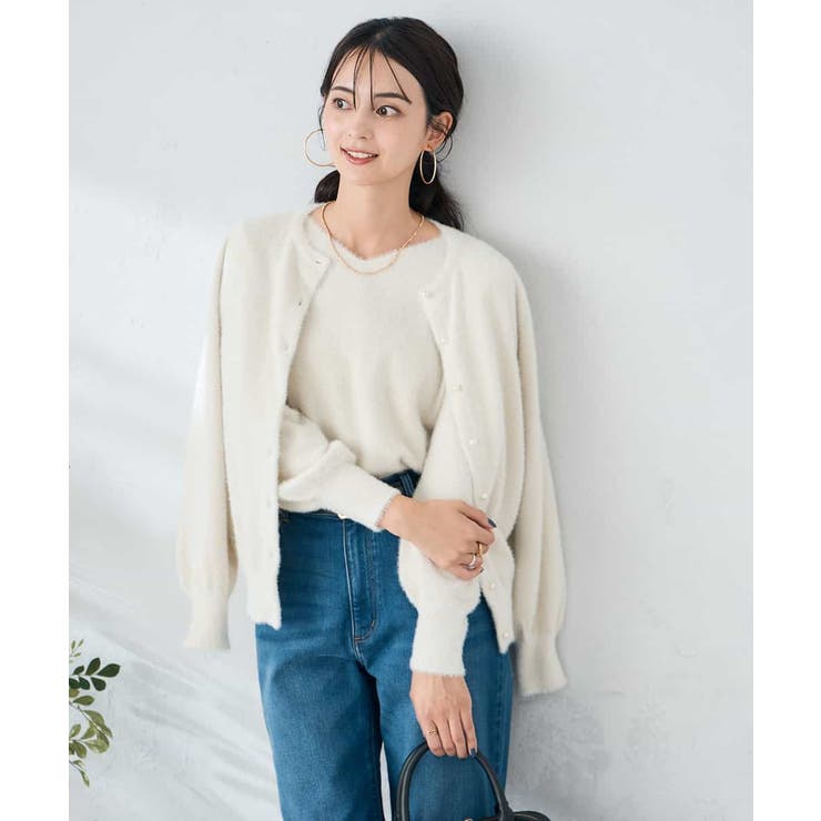 ヘアリーラメクルーネックカーディガン | a.v.v【WOMEN】 | 詳細画像10 