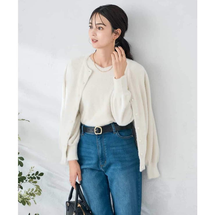 ヘアリーラメクルーネックカーディガン | a.v.v【WOMEN】 | 詳細画像12 