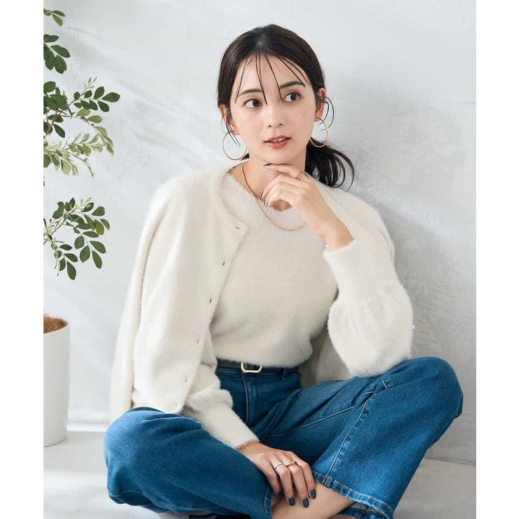 ヘアリーラメクルーネックカーディガン | a.v.v【WOMEN】 | 詳細画像14 