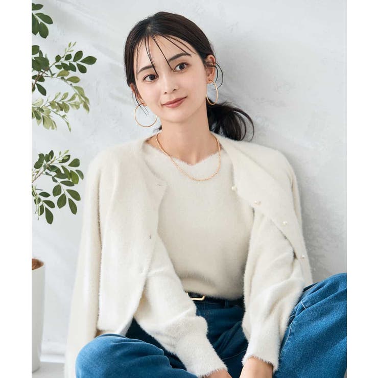 ヘアリーラメクルーネックカーディガン | a.v.v【WOMEN】 | 詳細画像16 