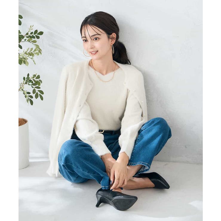 ヘアリーラメクルーネックカーディガン | a.v.v【WOMEN】 | 詳細画像23 