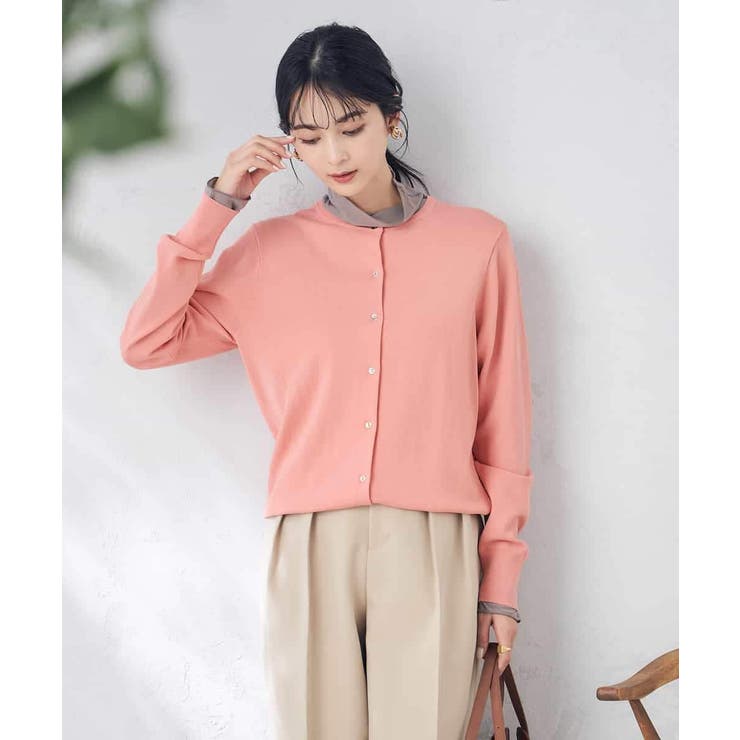 コーラルピンク | 【洗える/UVカット】クルーネックカーディガン | a.v.v【WOMEN】