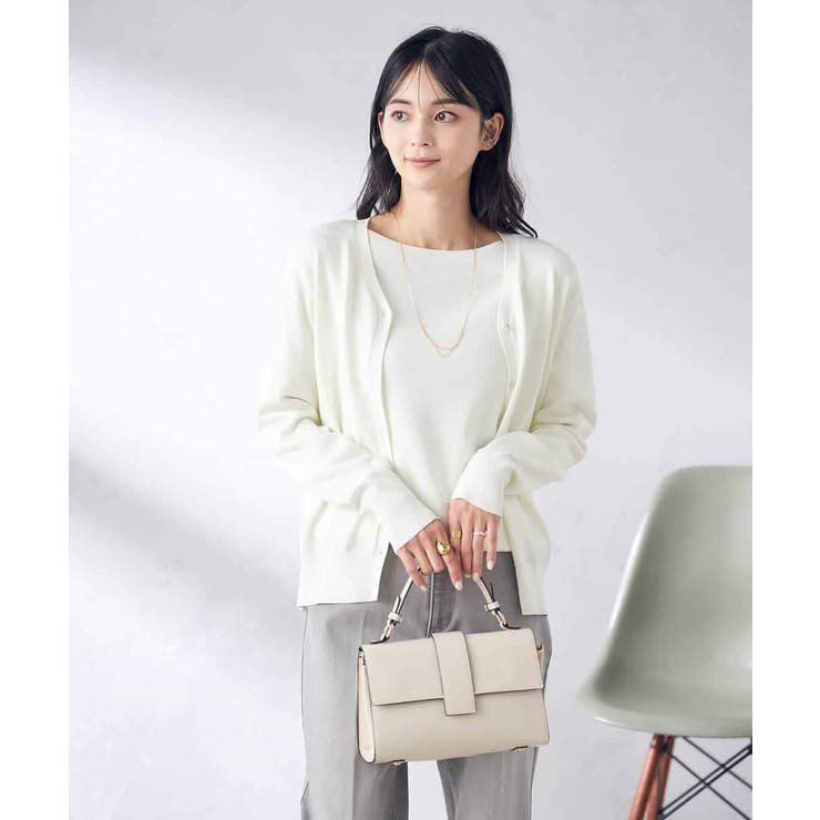 ホワイト | 【洗える/UVカット】Vネックカーディガン | a.v.v【WOMEN】