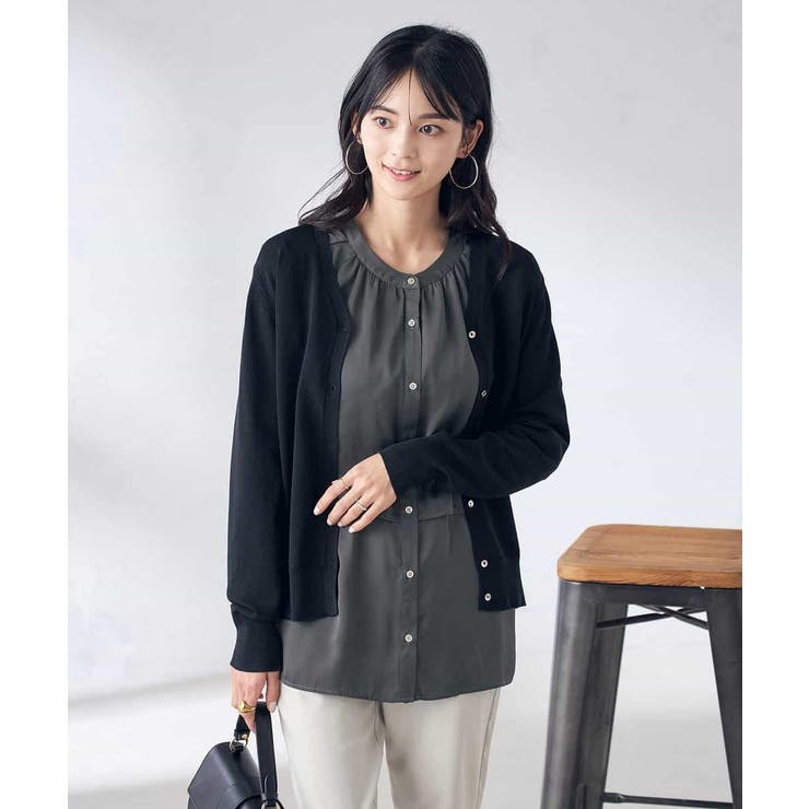 ブラック | 【洗える/UVカット】Vネックカーディガン | a.v.v【WOMEN】