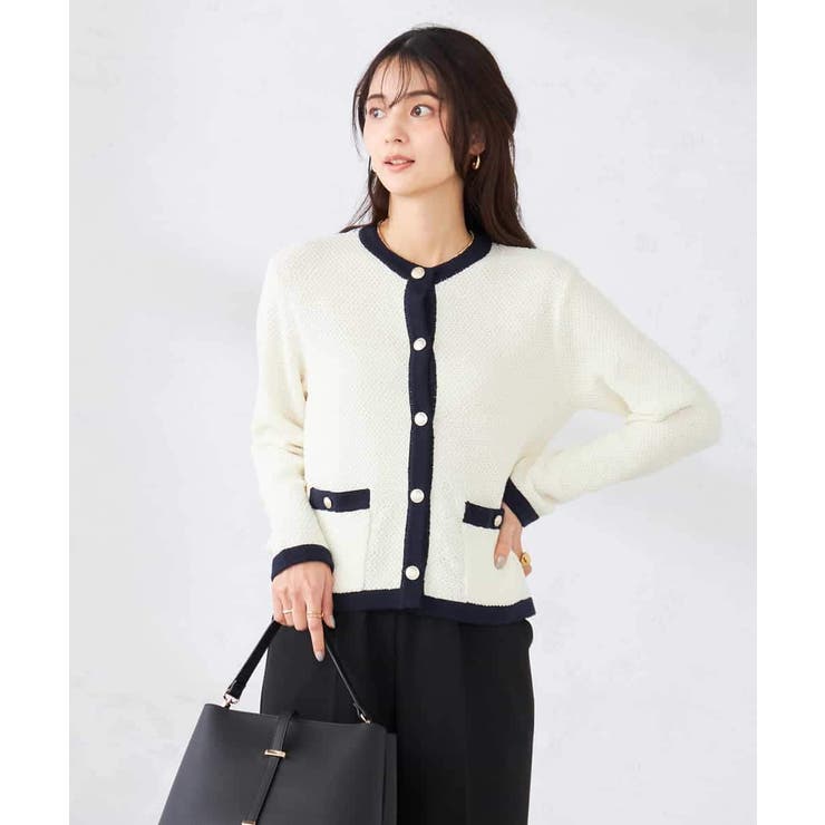 アイボリー | メタルボタンカノコニットジャケット | a.v.v【WOMEN】