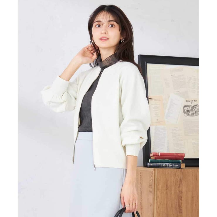 アイボリー | バックギャザーニットブルゾン | a.v.v【WOMEN】