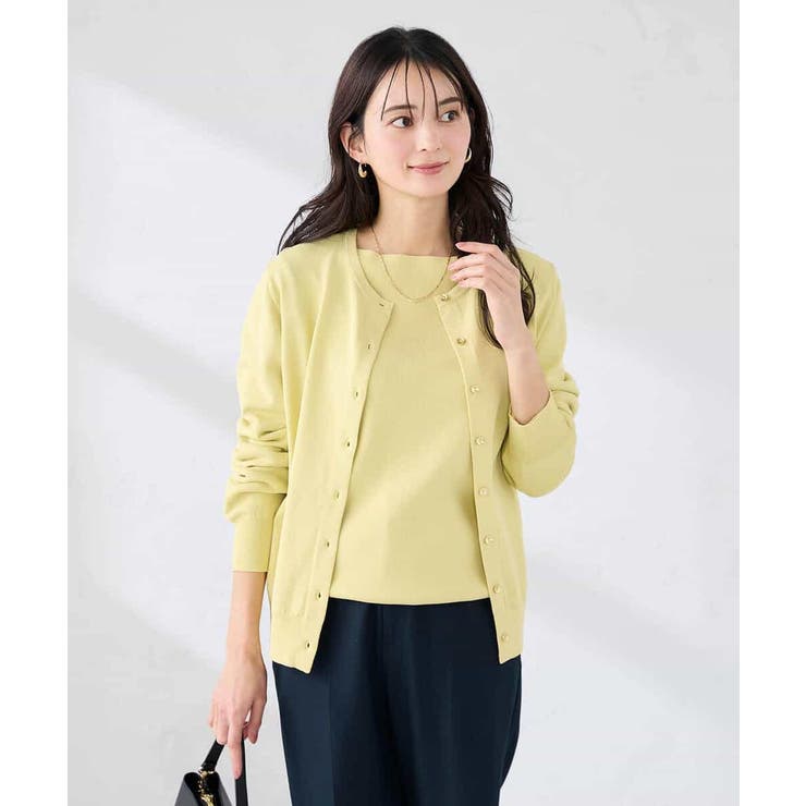 ライトイエロー | 【洗える/UVカット】クルーネックカーディガン | a.v.v【WOMEN】