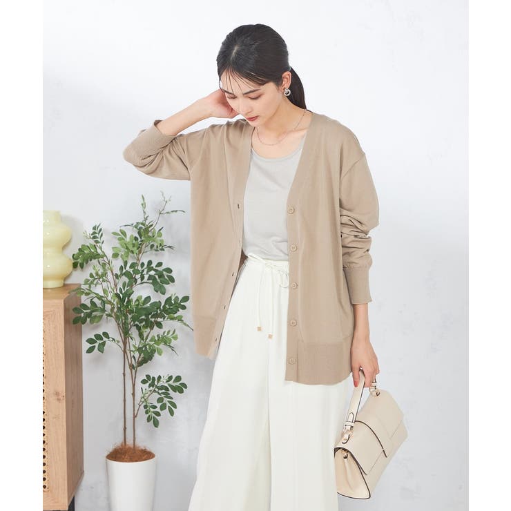 ベージュ | Vネックミドル丈カーディガン | a.v.v【WOMEN】