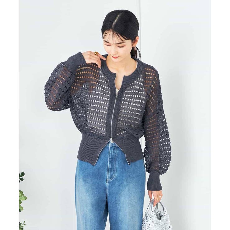 ダブルジップメッシュニットブルゾン | a.v.v【WOMEN】 | 詳細画像11 