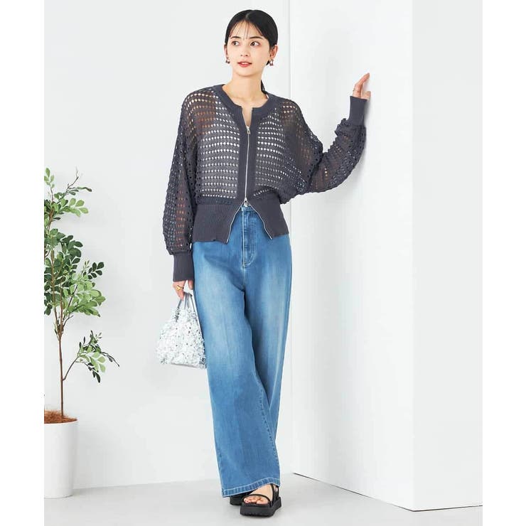 ダブルジップメッシュニットブルゾン | a.v.v【WOMEN】 | 詳細画像14 