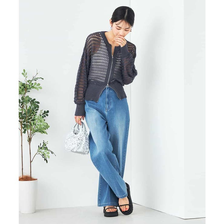 ダブルジップメッシュニットブルゾン | a.v.v【WOMEN】 | 詳細画像15 