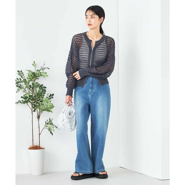 ダブルジップメッシュニットブルゾン | a.v.v【WOMEN】 | 詳細画像16 