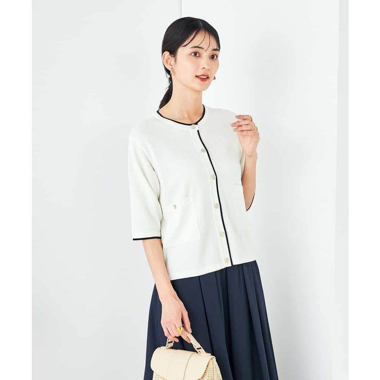 【UVカット/接触冷感】バイカラーハーフスリーブカーディガン | a.v.v【WOMEN】 | 詳細画像2 