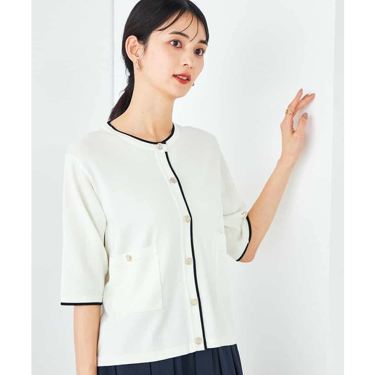 【UVカット/接触冷感】バイカラーハーフスリーブカーディガン | a.v.v【WOMEN】 | 詳細画像3 