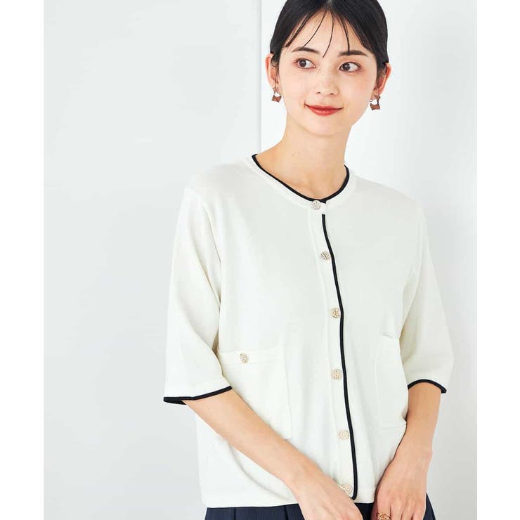 【UVカット/接触冷感】バイカラーハーフスリーブカーディガン | a.v.v【WOMEN】 | 詳細画像4 