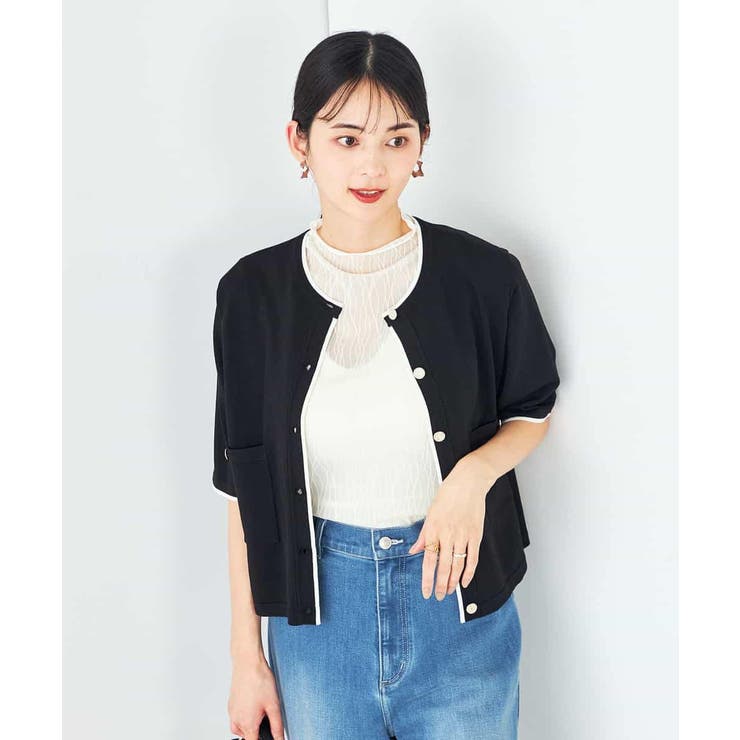 【UVカット/接触冷感】バイカラーハーフスリーブカーディガン | a.v.v【WOMEN】 | 詳細画像8 