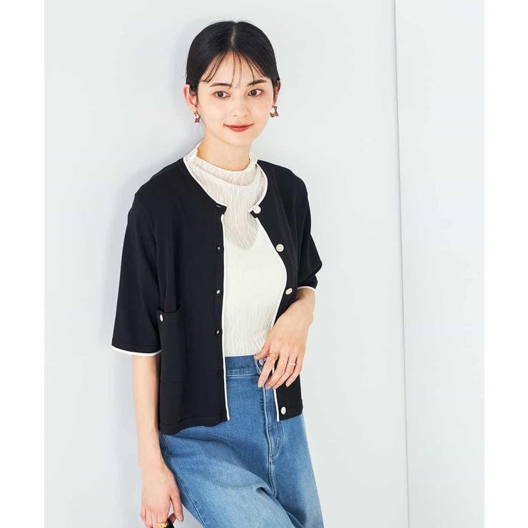 【UVカット/接触冷感】バイカラーハーフスリーブカーディガン | a.v.v【WOMEN】 | 詳細画像9 