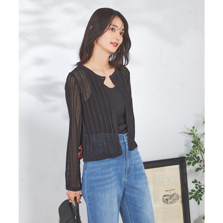 ブラック | レーシーニットカーディガン | a.v.v【WOMEN】