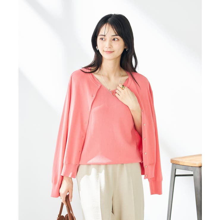 【接触冷感/UVカット/洗える】クルーネック美ラクるサマーカーディガン | a.v.v【WOMEN】 | 詳細画像2 