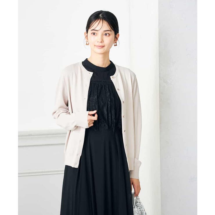 グレージュ | 【接触冷感/UVカット/洗える】クルーネック美ラクるサマーカーディガン | a.v.v【WOMEN】