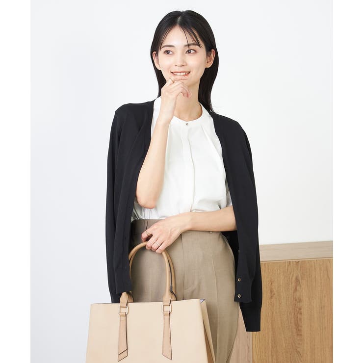 ブラック | 【接触冷感/UVカット/洗える】Vネック美ラクるサマーカーディガン | a.v.v【WOMEN】