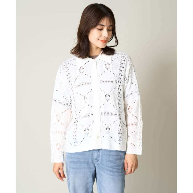 襟付きクロシェ編みカーディガン | a.v.v【WOMEN】 | 詳細画像14 