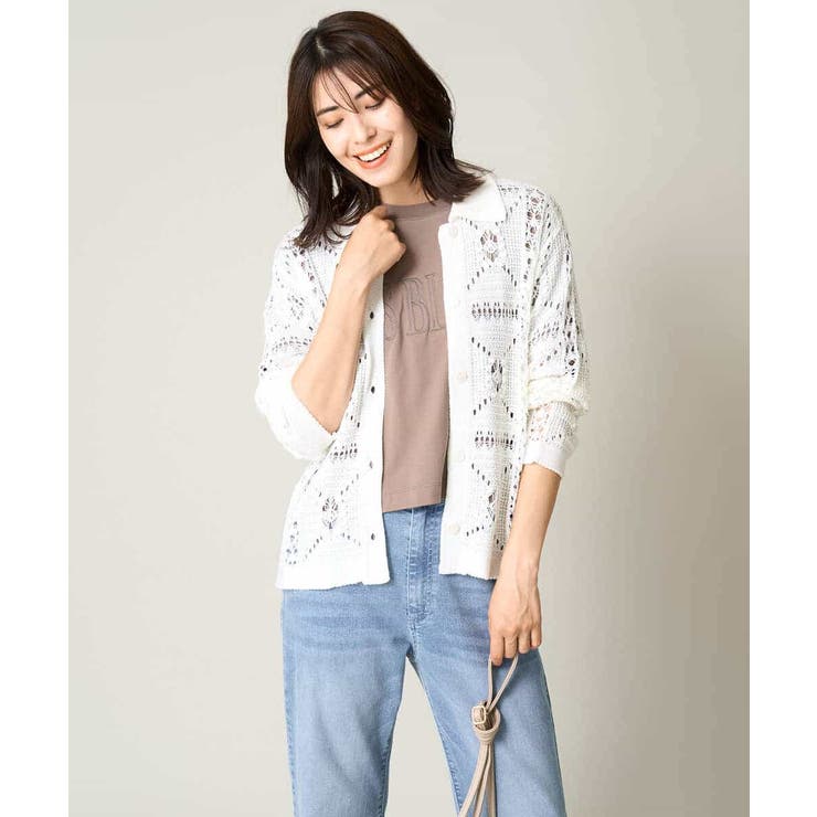 襟付きクロシェ編みカーディガン | a.v.v【WOMEN】 | 詳細画像2 