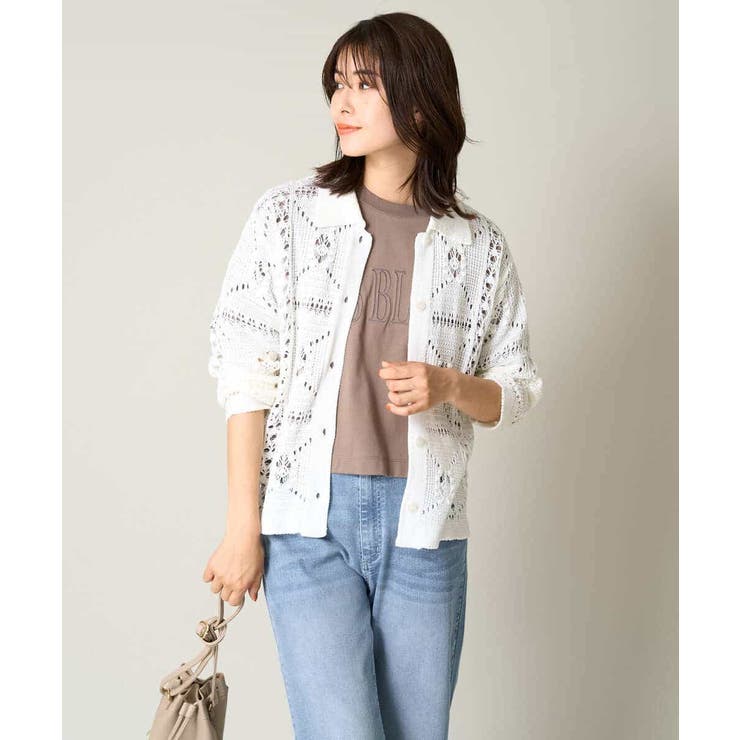 襟付きクロシェ編みカーディガン | a.v.v【WOMEN】 | 詳細画像3 