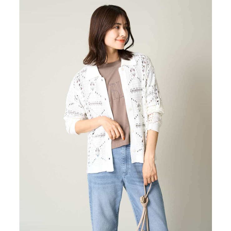 襟付きクロシェ編みカーディガン | a.v.v【WOMEN】 | 詳細画像4 