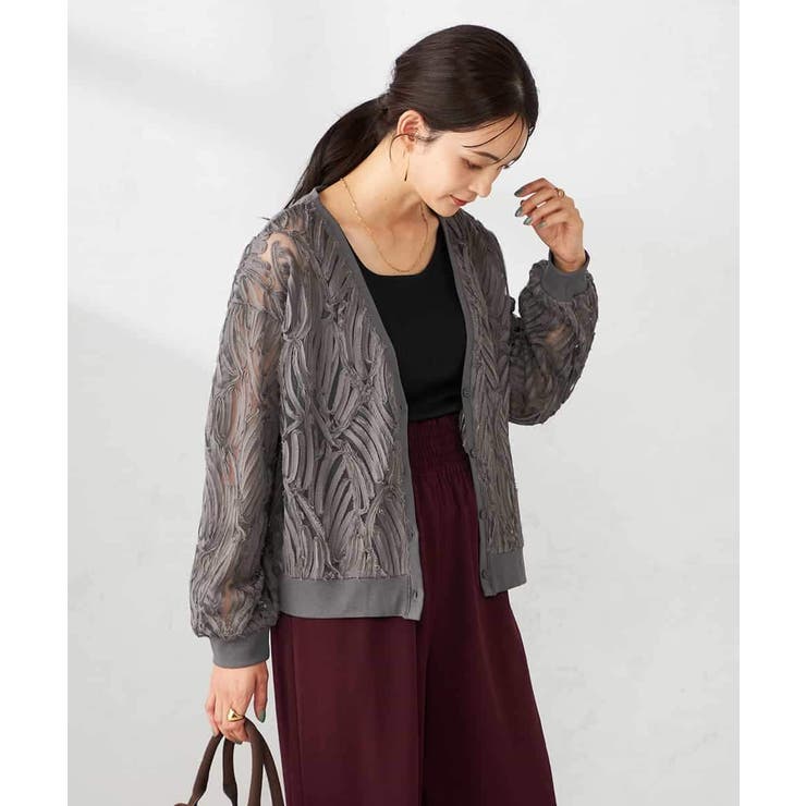 コード刺繍チュールカーディガン | a.v.v【WOMEN】 | 詳細画像3 