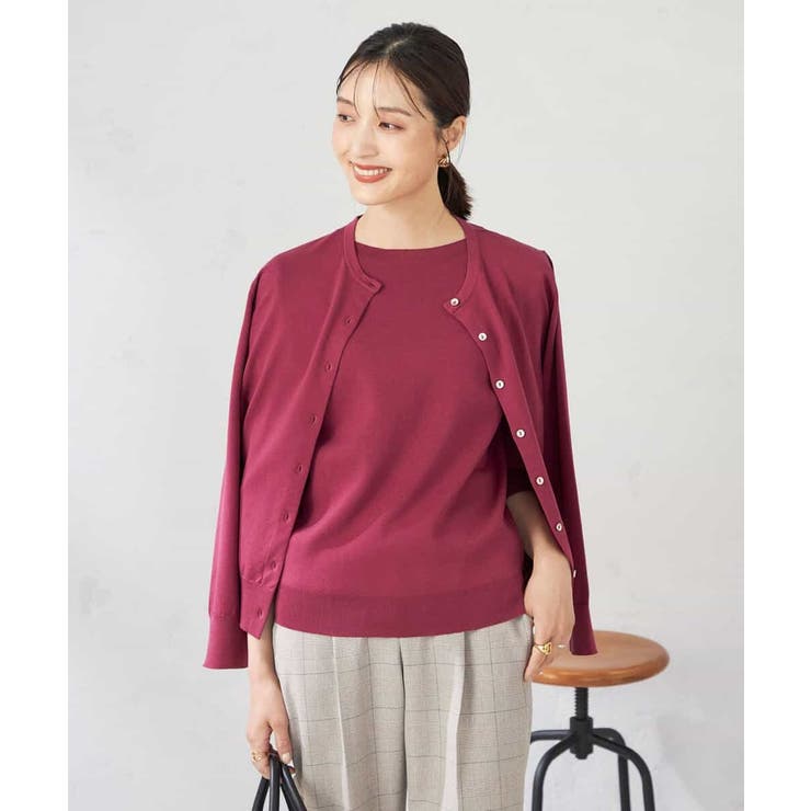 【洗える】クルーネック美ラクるカーディガン | a.v.v【WOMEN】 | 詳細画像2 