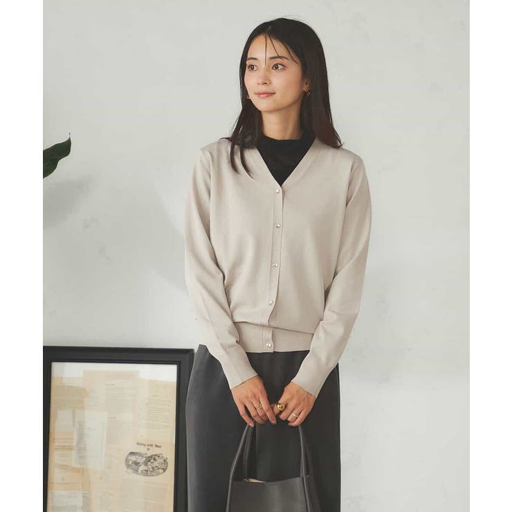 グレージュ | 【洗える】Vネック美ラクるカーディガン | a.v.v【WOMEN】