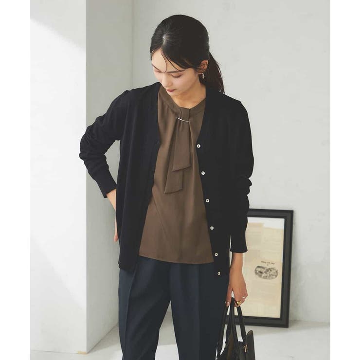 ブラック | 【洗える】Vネック美ラクるカーディガン | a.v.v【WOMEN】