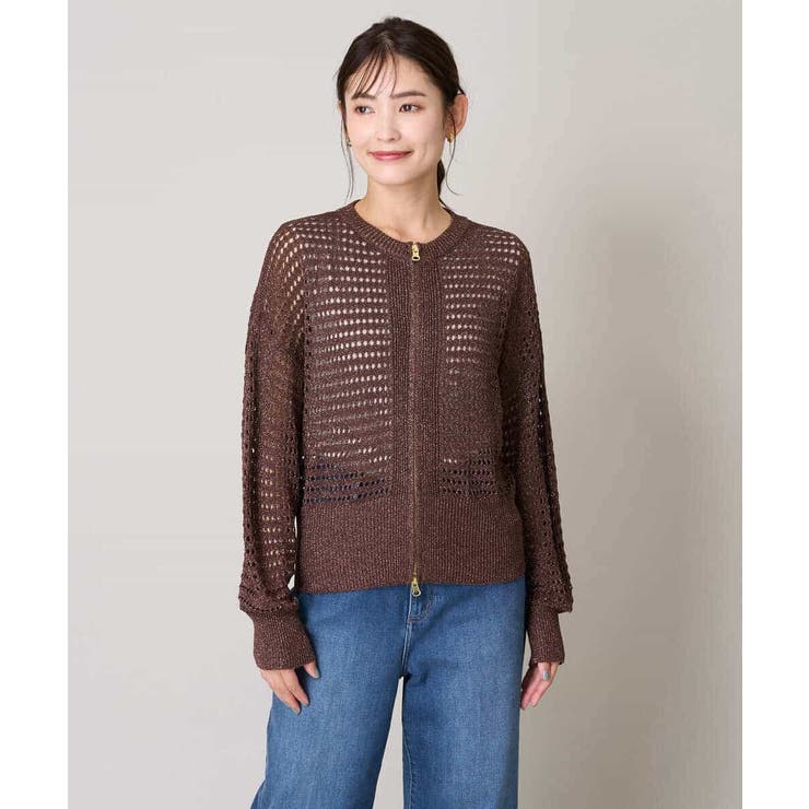 ラメメッシュZIPカーディガン | a.v.v【WOMEN】 | 詳細画像17 