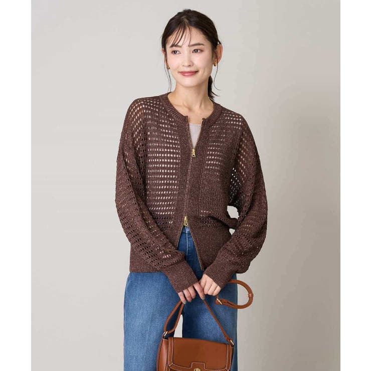 ラメメッシュZIPカーディガン | a.v.v【WOMEN】 | 詳細画像2 