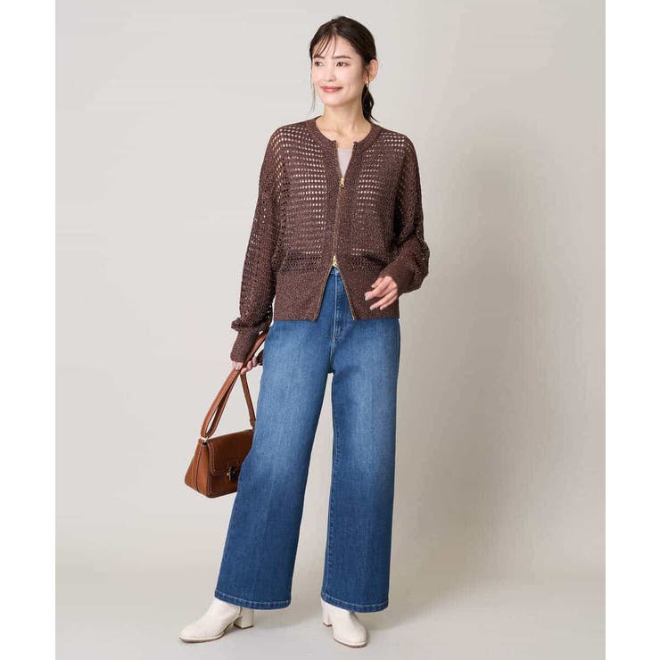 ラメメッシュZIPカーディガン | a.v.v【WOMEN】 | 詳細画像4 