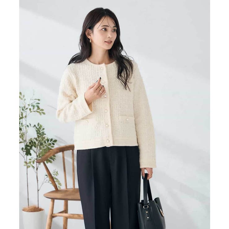 パールボタンツイードニットカーディガン | a.v.v【WOMEN】 | 詳細画像2 