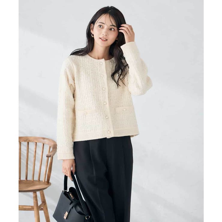 パールボタンツイードニットカーディガン | a.v.v【WOMEN】 | 詳細画像3 