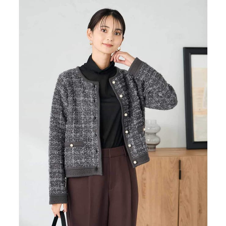パールボタンツイードニットカーディガン | a.v.v【WOMEN】 | 詳細画像8 