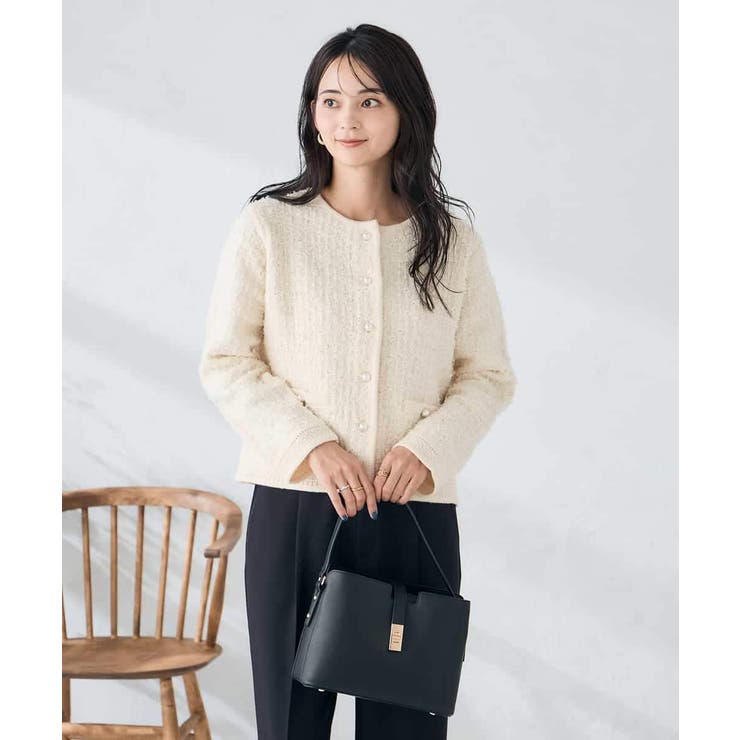 アイボリー | パールボタンツイードニットカーディガン | a.v.v【WOMEN】