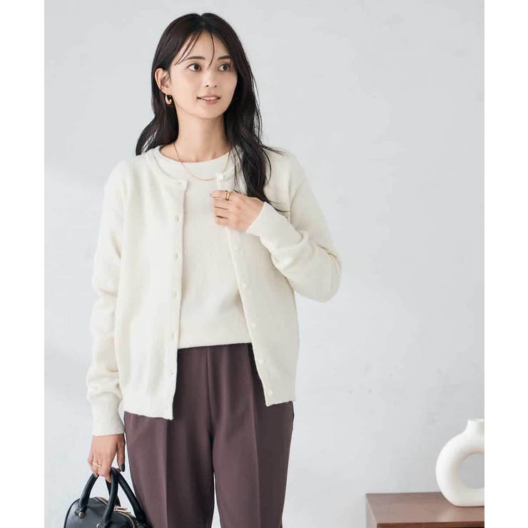 アイボリー | スパンコール混クルーネックカーディガン | a.v.v【WOMEN】