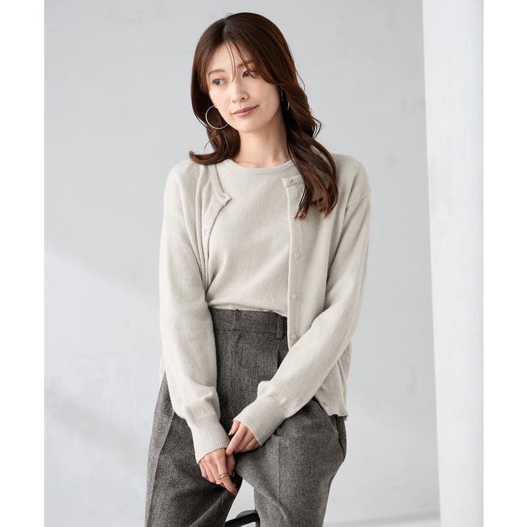 グレー | スパンコール混クルーネックカーディガン | a.v.v【WOMEN】