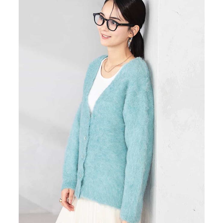 ライトブルー | 【WEB限定】Vネックシャギーニットカーディガン | a.v.v【WOMEN】