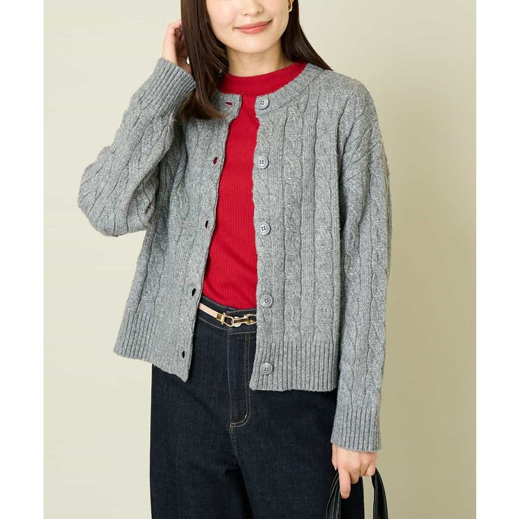 グレー | 2WAY アラン柄ニットカーディガン | a.v.v【WOMEN】