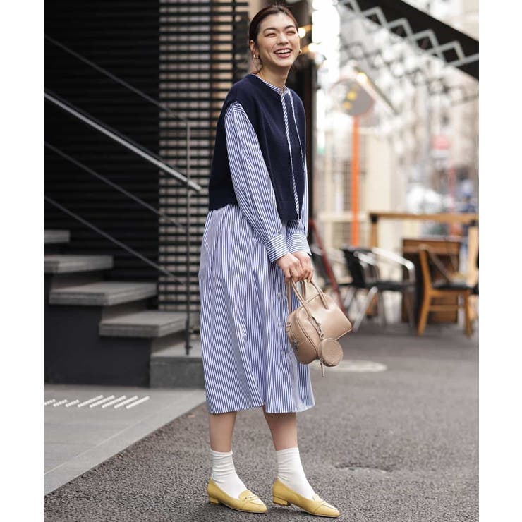 ENFOLD ニットベスト ストライプドレス ENFOLD ニットベスト ストライプドレス