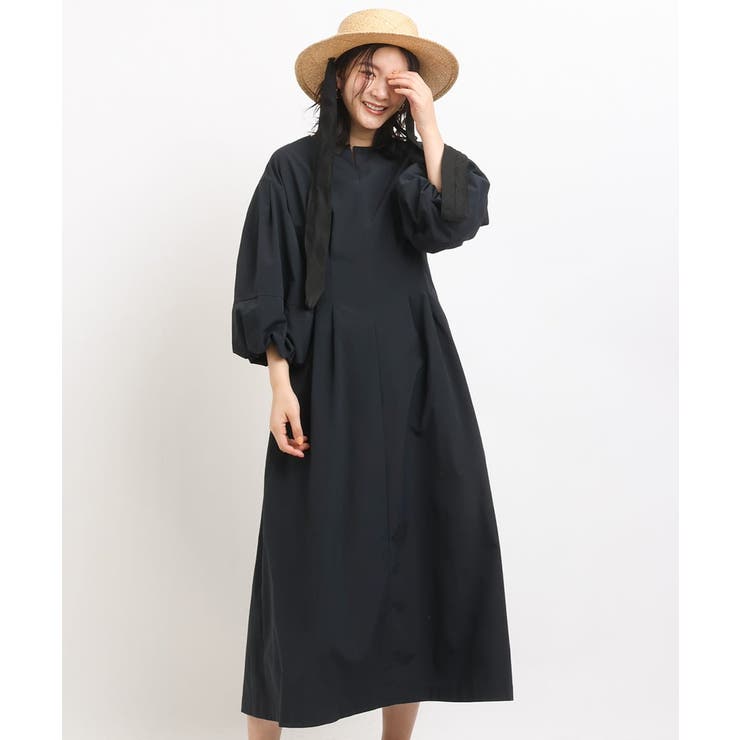 ネイビー | ボリュームスリーブタフタワンピース | a.v.v【WOMEN】