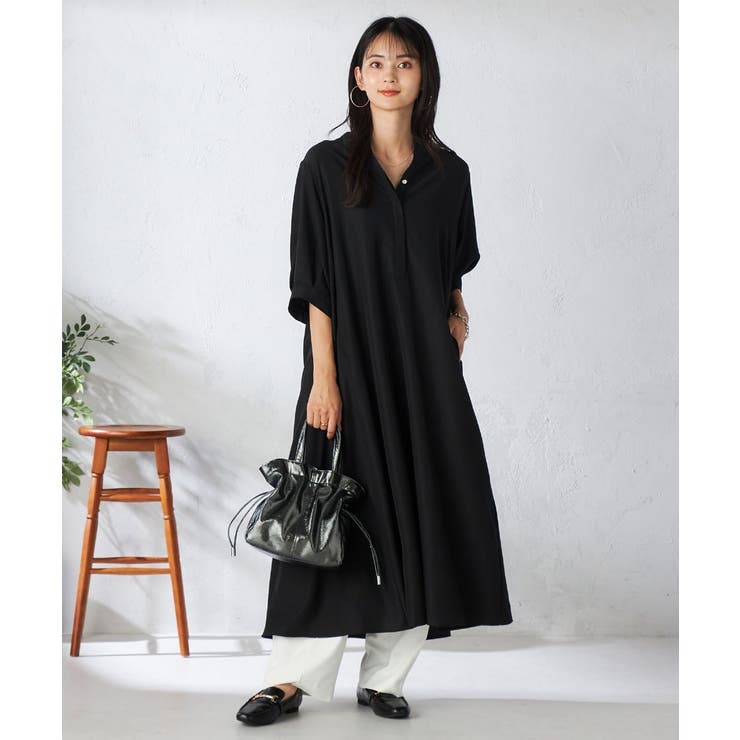 ブラック | 【接触冷感/洗える】カフタンワンピース | a.v.v【WOMEN】