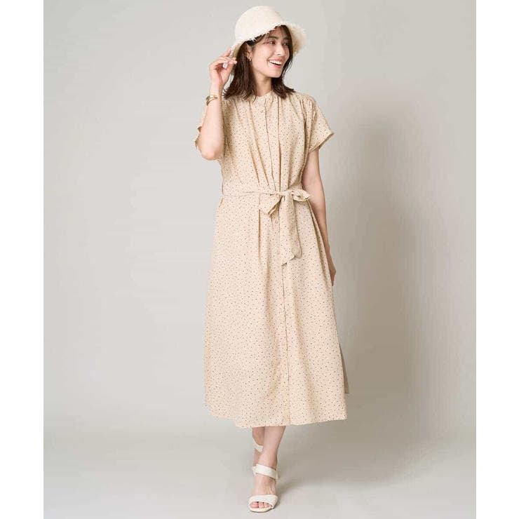 【洗える】シフォンドットバンドカラーワンピース | a.v.v【WOMEN】 | 詳細画像10 